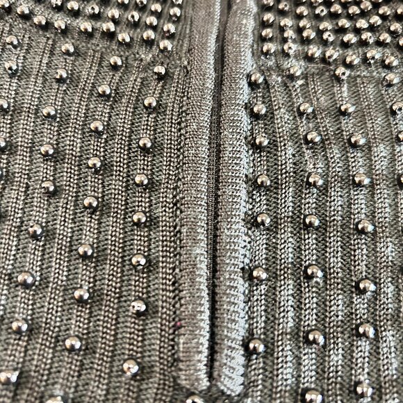 Belldini Top Women's Large‎ Black Embellished Jewel Neck Knit Sweater - Picture 6 of 12